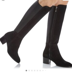 Aquatalia Nova Suede Black Knee-High Women's Boots
